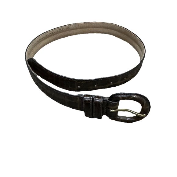 Cipriani Italy Genuine Alligator Belt Black Exotic Leather Calfskin Small